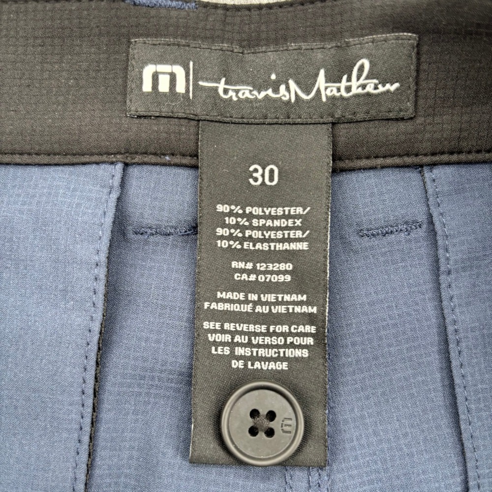 TravisMathew Men Blue Grey Micro Grid Golf Shorts Size 30 Stretch Performance - Picture 8 of 9